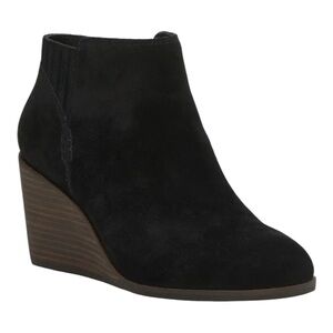 Lucky Brand Zorla Black Suede Wedge Ankle Bootie Womens Size 10M NWOB‎